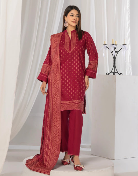 3 Piece - Digitally Printed Dhanak - CL112