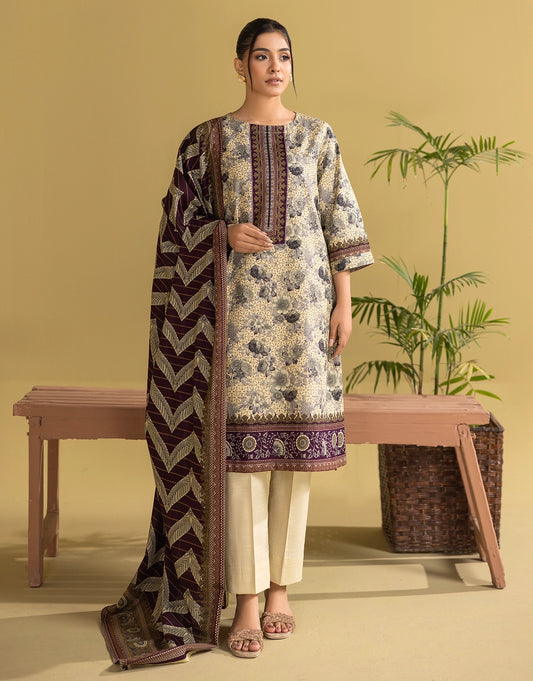 3 Piece - Digitally Printed Khaddar - R109
