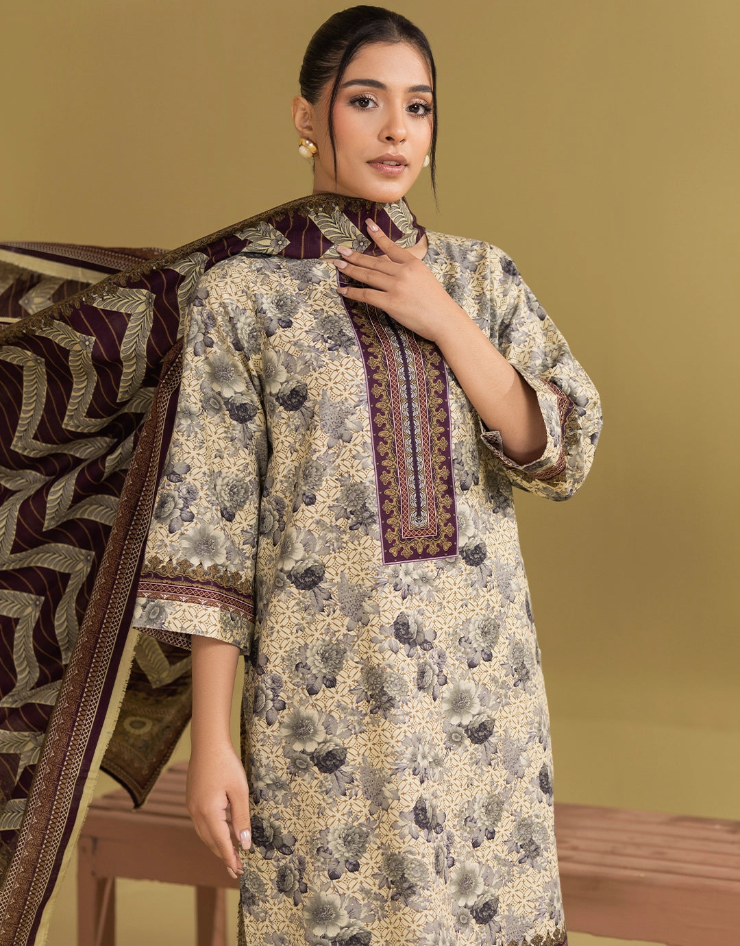 3 Piece - Digitally Printed Khaddar - R109