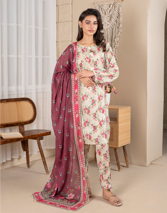 Nida - 3 Piece Stitched Printed Lawn