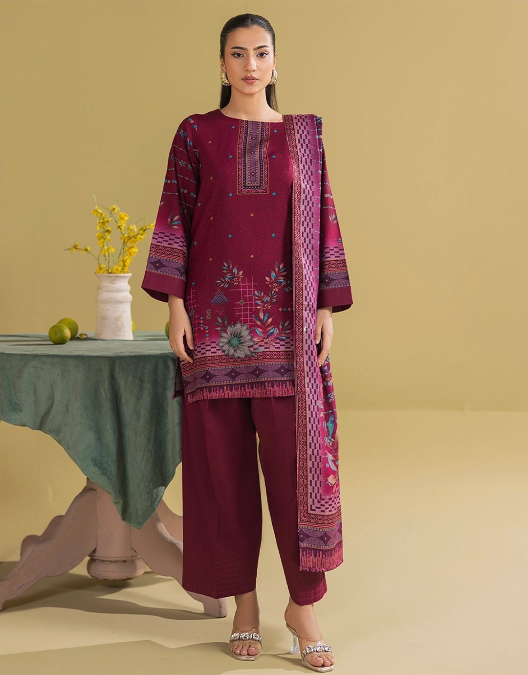 3 Piece - Digitally Printed Dhanak - CL101
