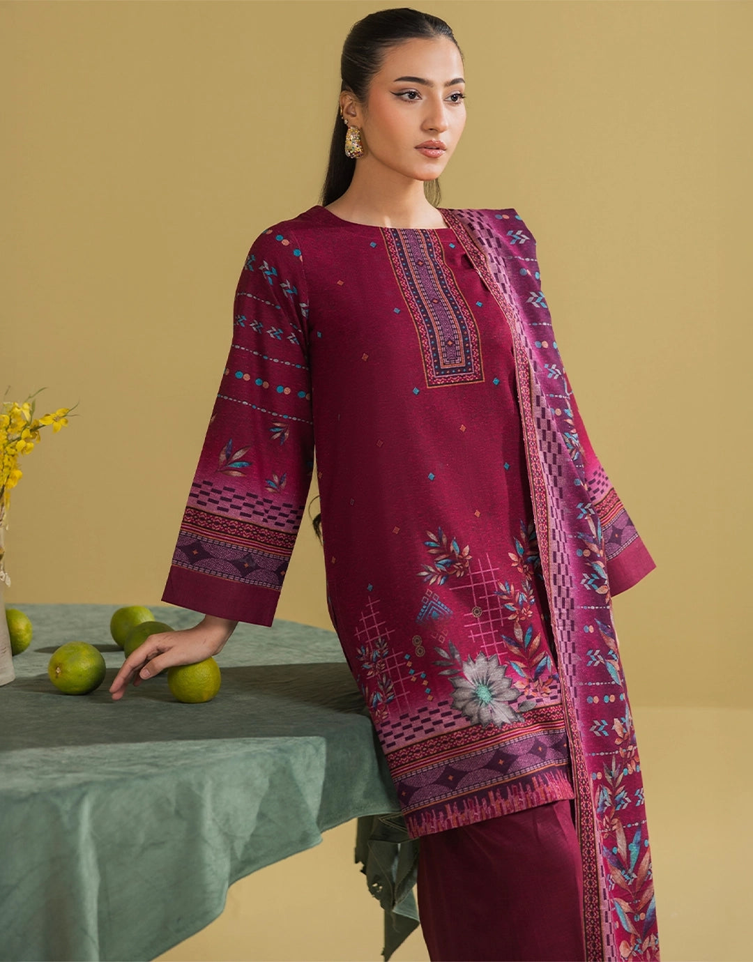 3 Piece - Digitally Printed Dhanak - CL101