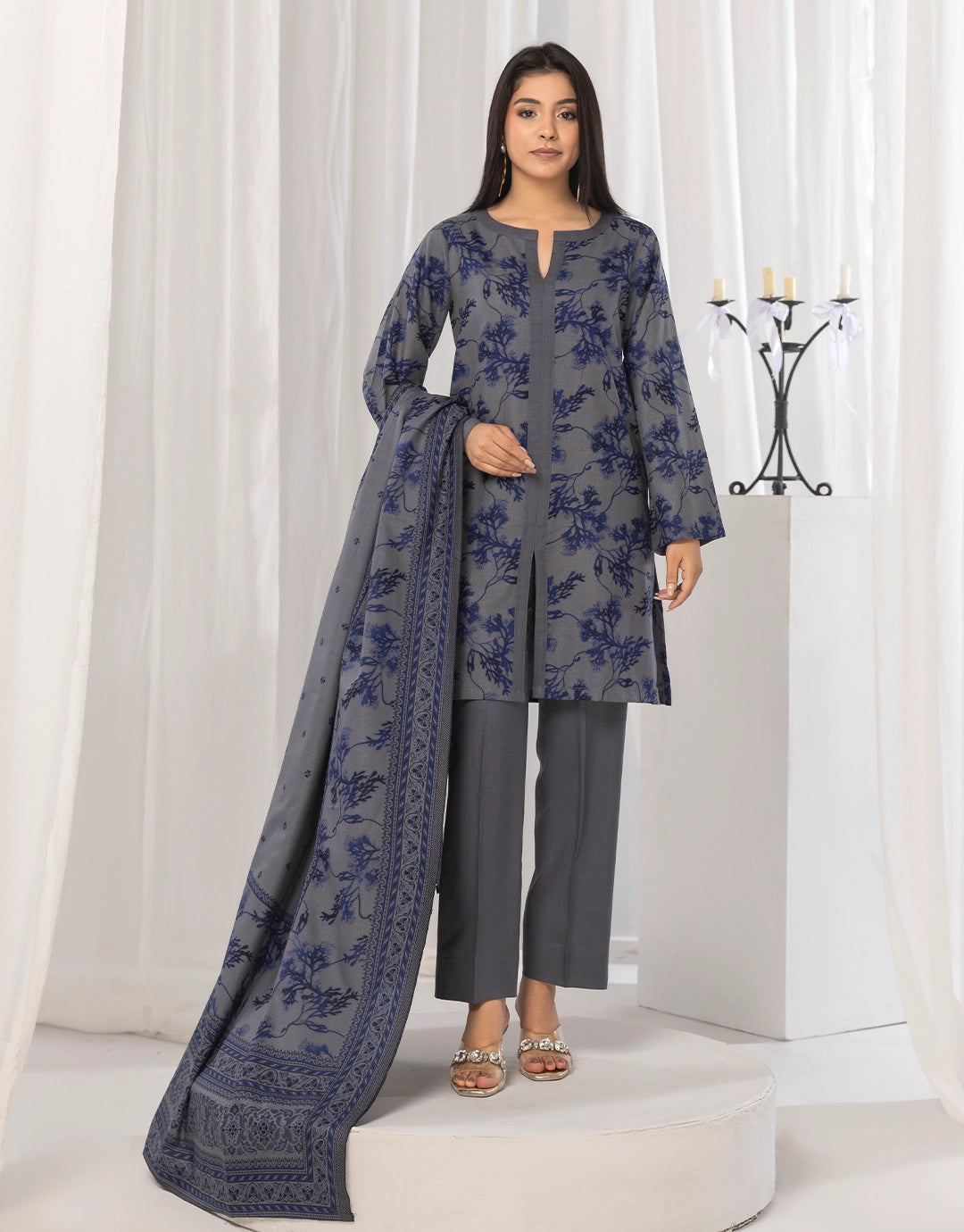 3 Piece - Digitally Printed Dhanak - CL111
