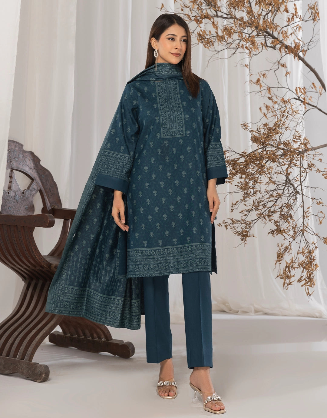 3 Piece - Digitally Printed Dhanak - CL116
