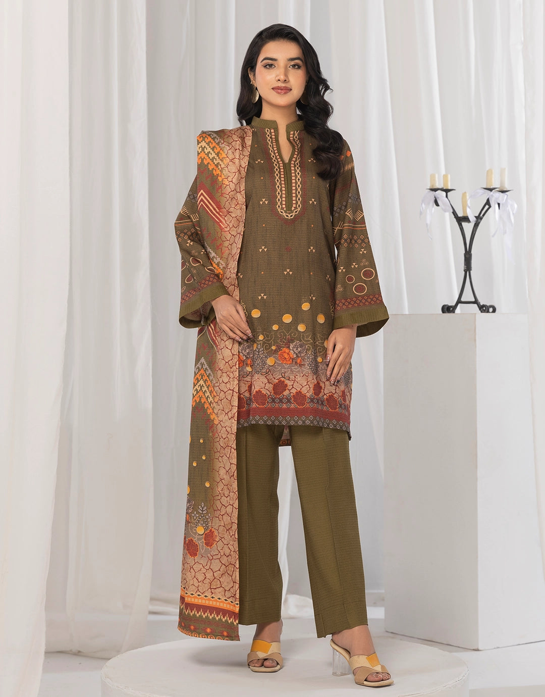 3 Piece - Digitally Printed Dhanak - CL119