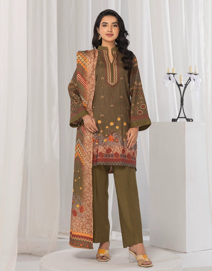 3 Piece - Digitally Printed Dhanak - CL119