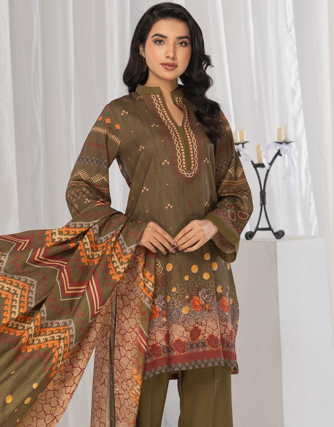 3 Piece - Digitally Printed Dhanak - CL119