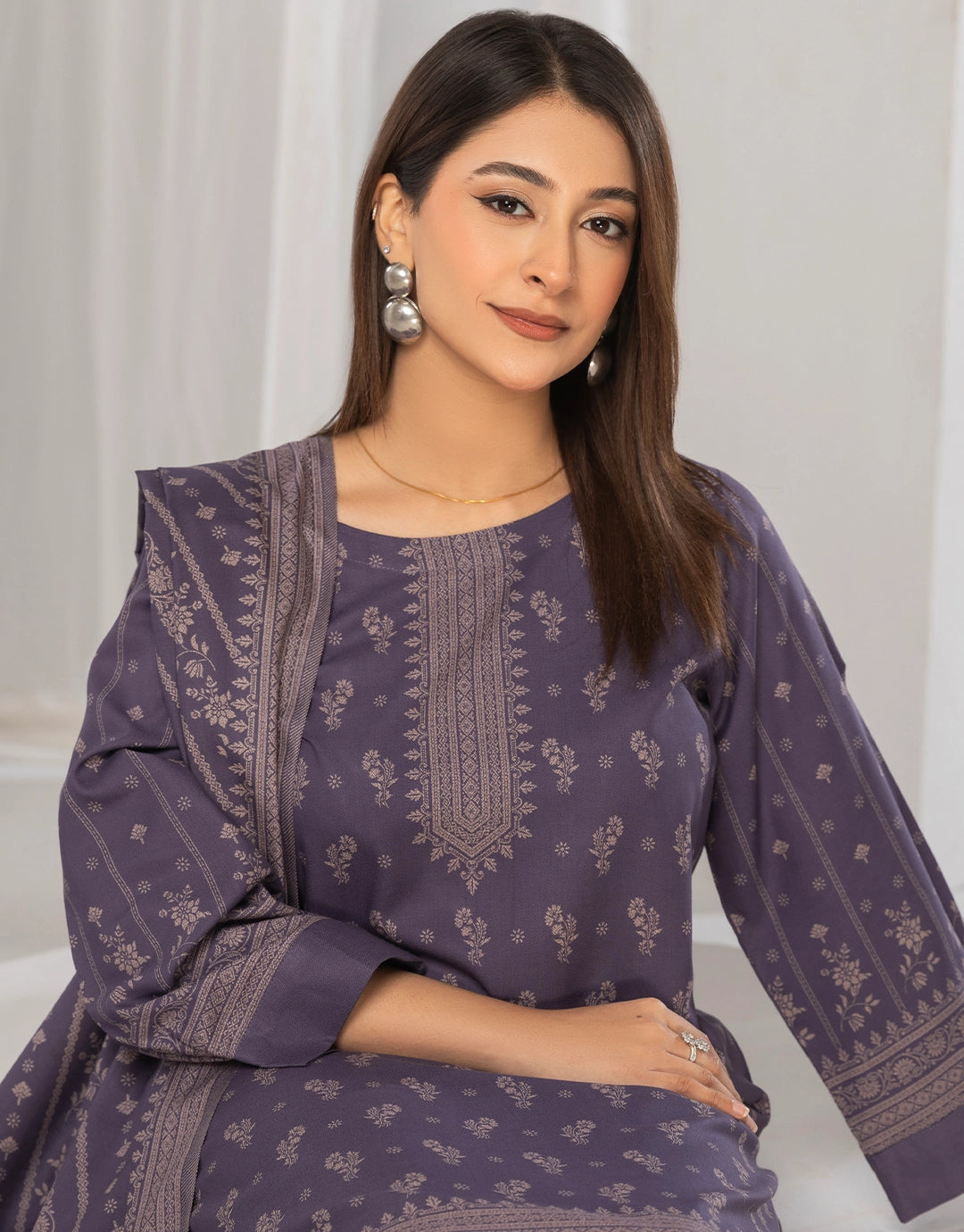 3 Piece - Digitally Printed Dhanak - CL120