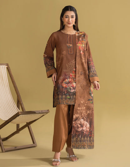 3 Piece - Digitally Printed Dhanak - CL109