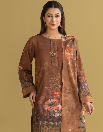 3 Piece - Digitally Printed Dhanak - CL109