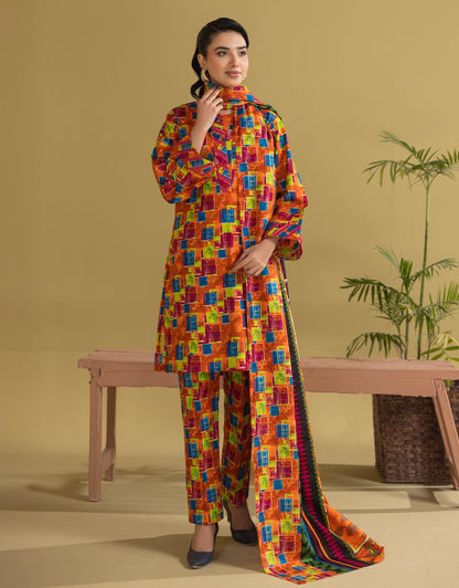 3 Piece - Digitally Printed Khaddar - R108