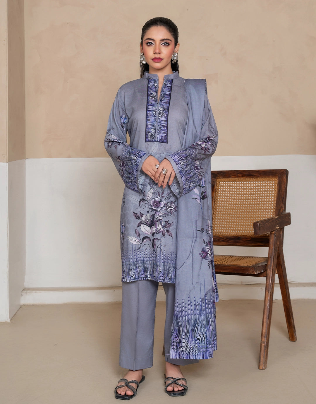 Khamira - 3 Piece Stitched Printed Linen