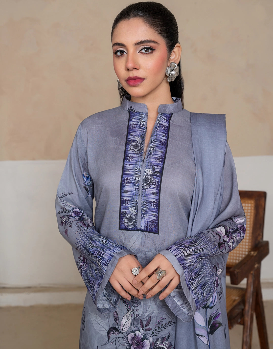 Khamira - 3 Piece Stitched Printed Linen