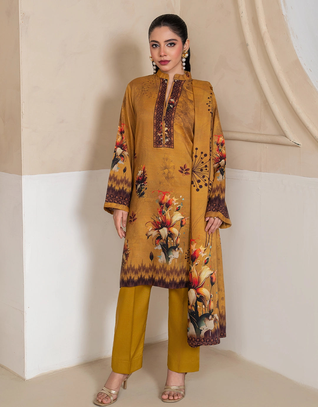 Mahveen - 3 Piece Stitched Printed Linen