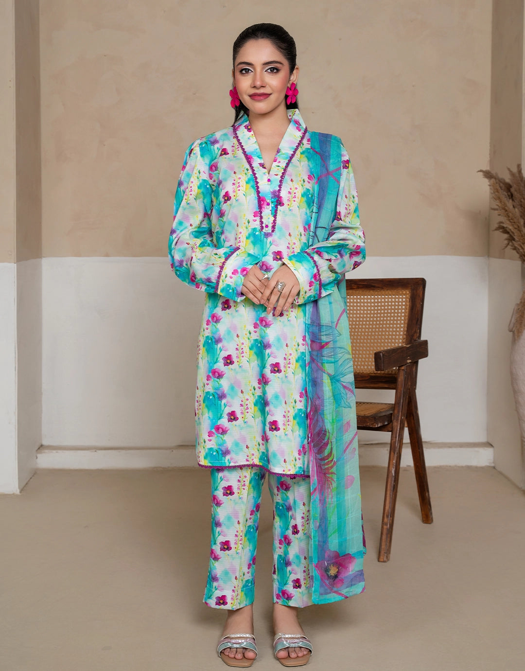 Nazakat - 3 Piece Stitched Printed Linen