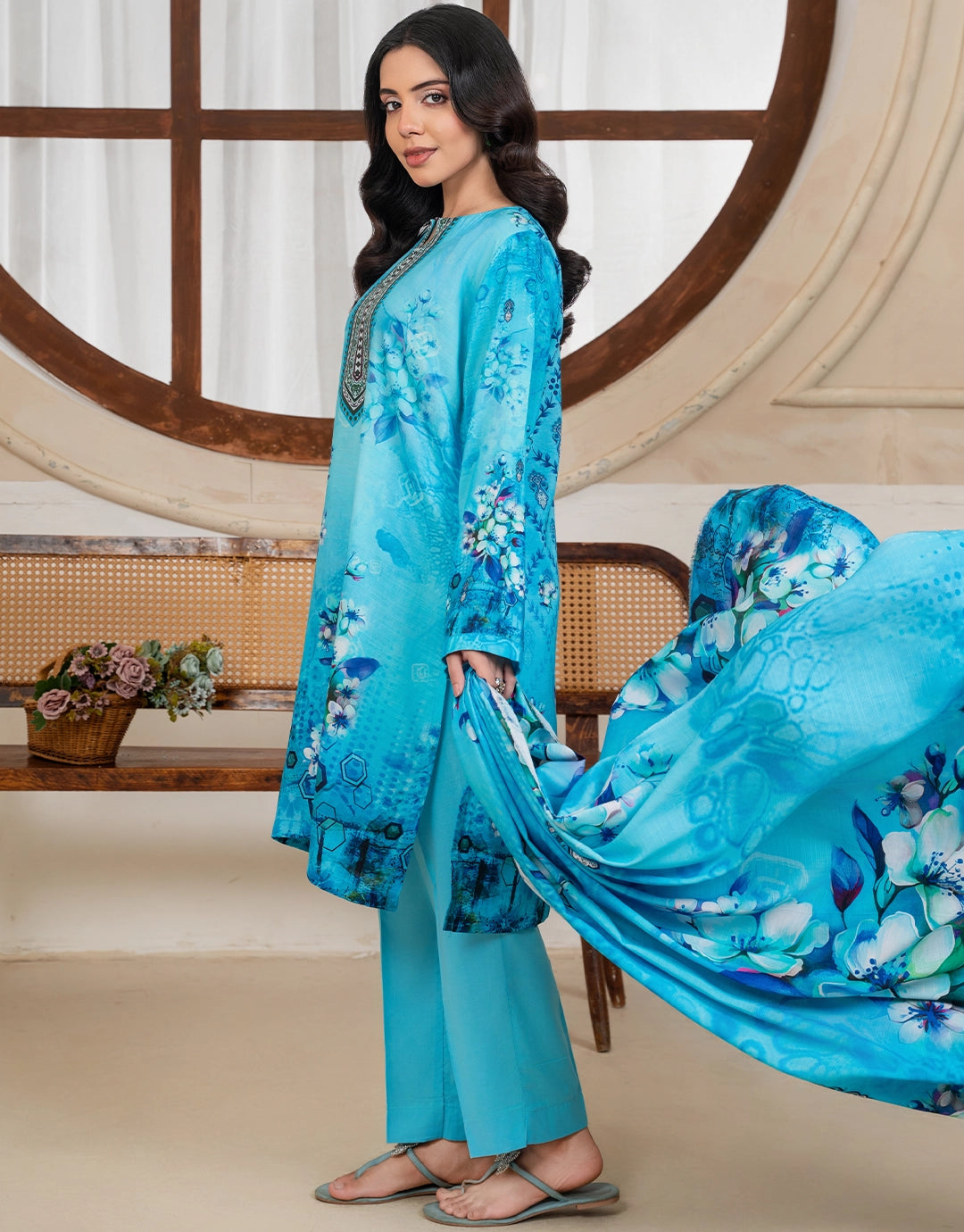 Nurelle - 3 Piece Stitched Printed Linen